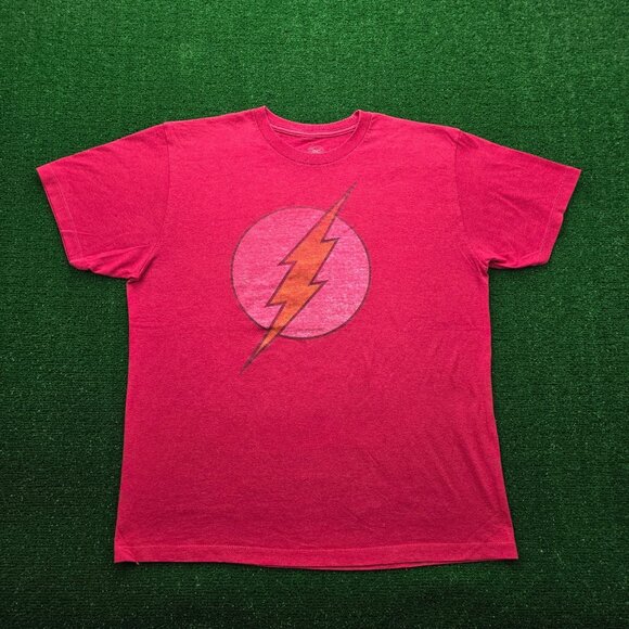 DC Comics The Flash Tshirt Mens Large Red Short Sleeve Superhero Lightning Bolt - Picture 1 of 8